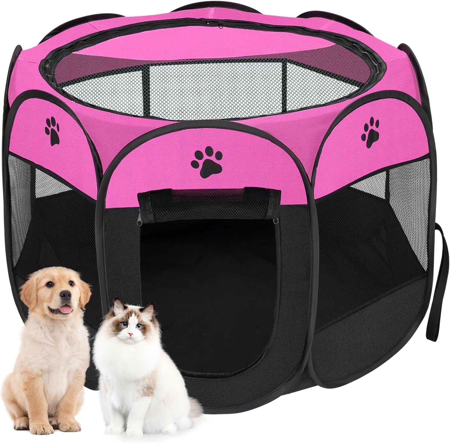 Portable Foldable Pet Playpen Indoor Outdoor Enclosed Dog Cat Tent with Zipper (5)